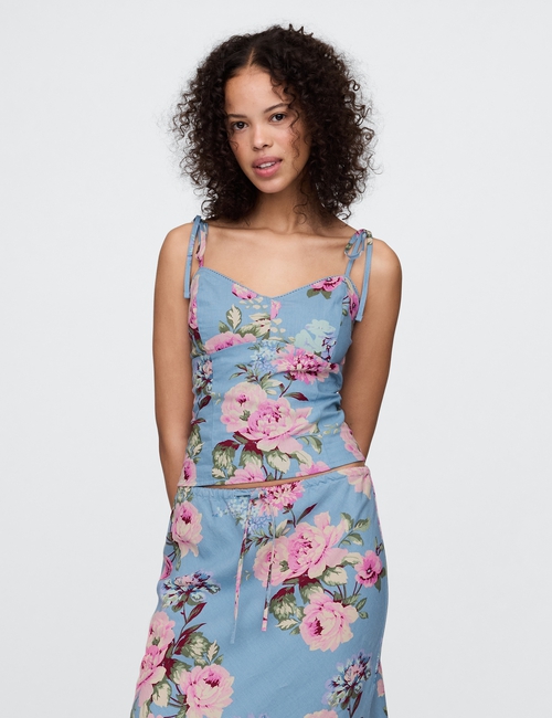 Linen-Blend Tie-Strap Cami
