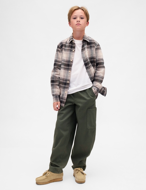Kids Brushed Cargo Baggy Taper Pants