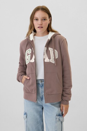 Relaxed Gap Logo Sherpa-Lined Zip Hoodie