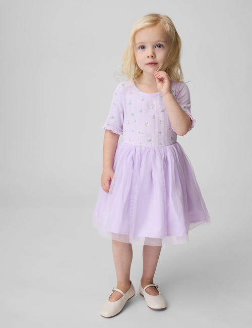 Baby & Toddler Pointelle & Tulle Mixed Media Dress