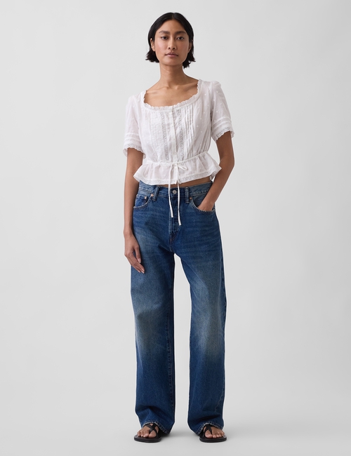 Lace-Trim Peplum Top