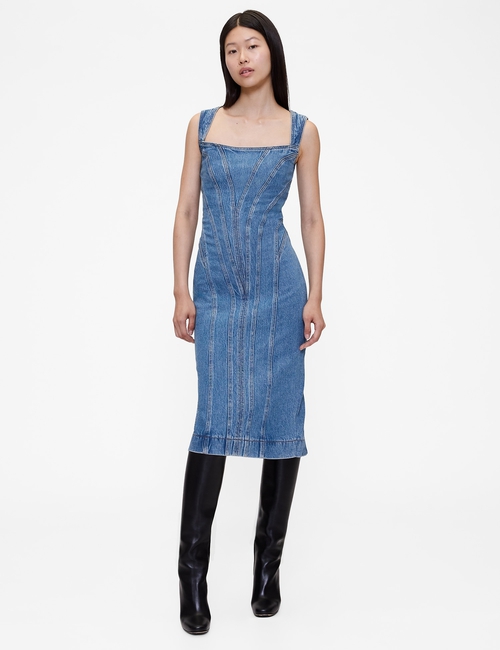 GapStudio Seamed Denim Midi Dress