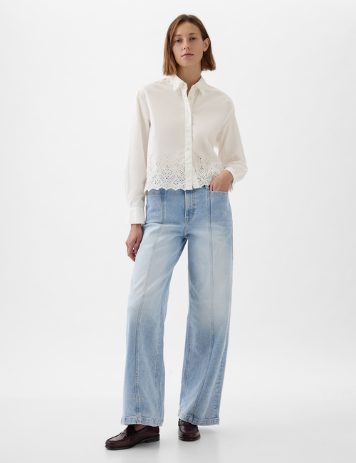 Eyelet Cropped Shirt