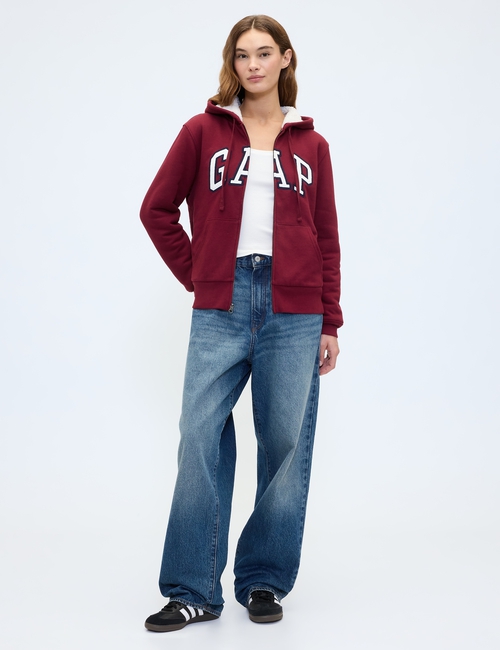 Relaxed Gap Logo Sherpa-Lined Zip Hoodie