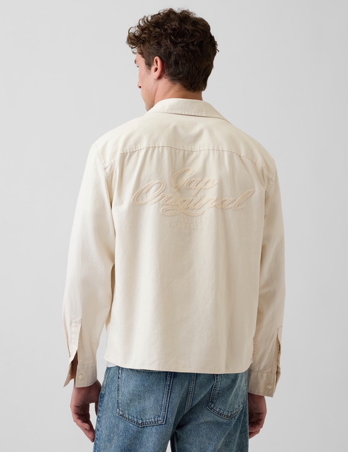 Relaxed Straight-Hem Canvas Utility Shirt