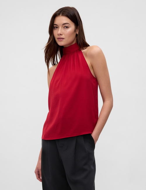 Satin Tie-Back Halter Top