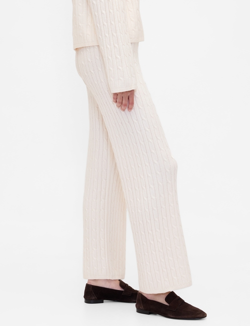 CashSoft Cable-Knit Sweater Pants