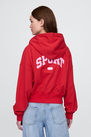 French Terry Oversized Zip Wedge Hoodie