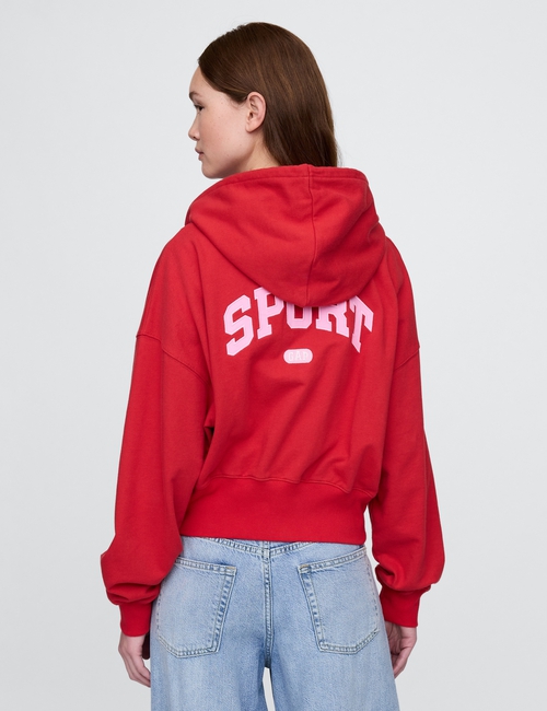French Terry Oversized Zip Wedge Hoodie