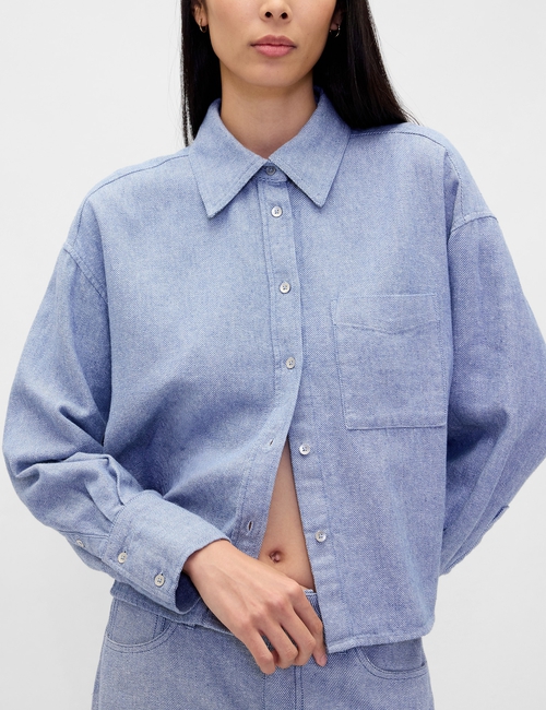 LS STRAIGHT HEM SHIRT - FAUNA TWILL