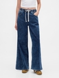 Mid Rise Knit Denim Baggy Jeans