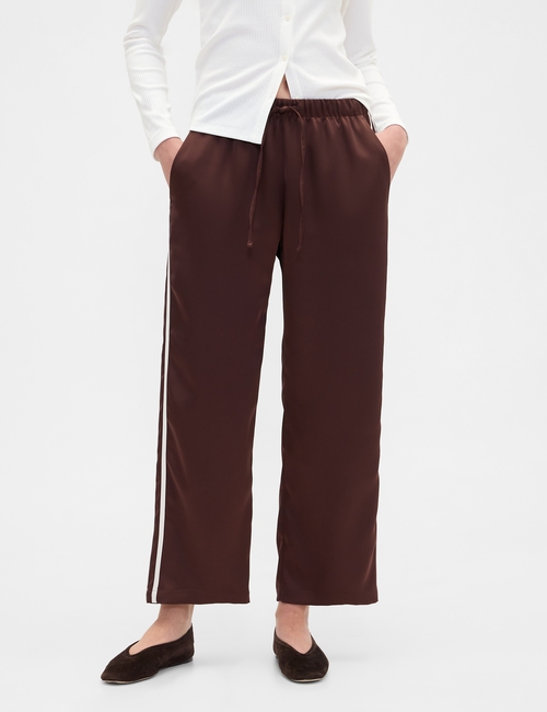 Relaxed Straight-Leg Stripe Satin Pants