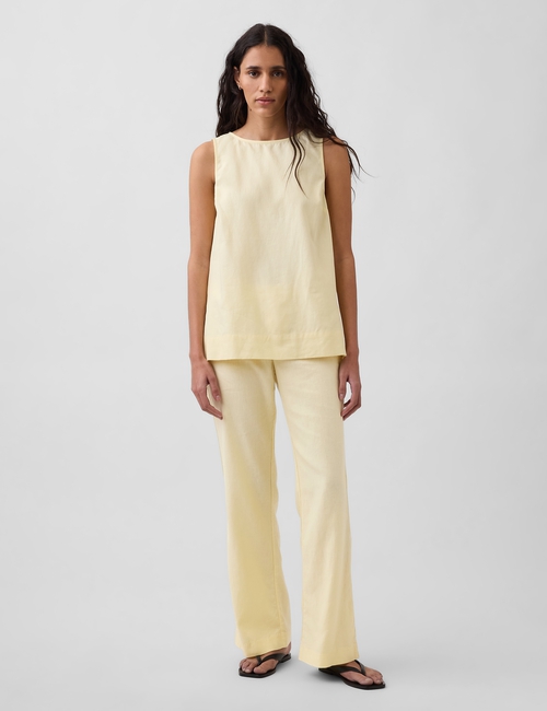 Low Rise Linen-Blend Flare Pants