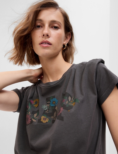 100% Organic Cotton Floral Gap Logo T-Shirt