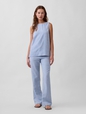 Low Rise Linen-Blend Flare Pants