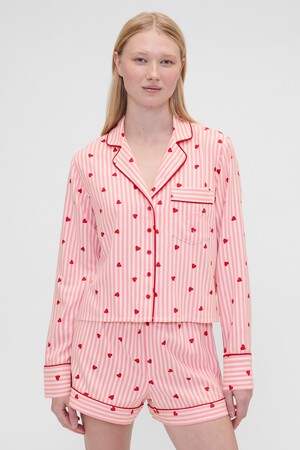 GAP X SUMMER FRIDAYS PJ FLANNEL TOPSTRIPE HEARTS