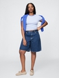 11" Mid Rise Longline Denim Shorts