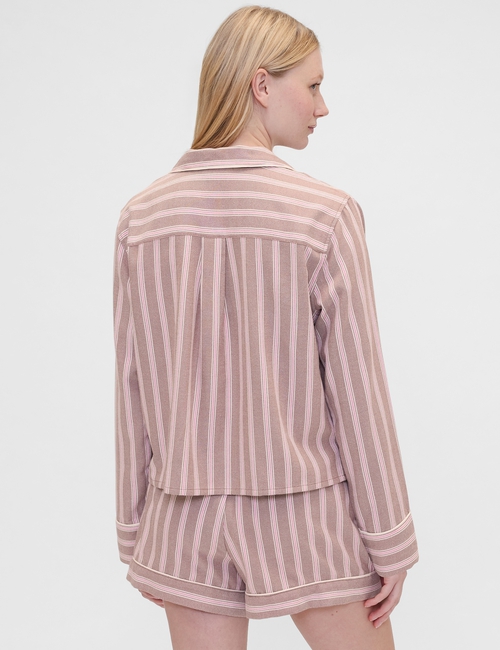 GAP X SUMMER FRIDAYS PJ FLANNEL TOP STRIPE BOXY FI