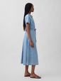 Denim Tie-Waist Midi Shirtdress
