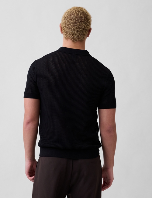 Crochet Sweater Polo Shirt