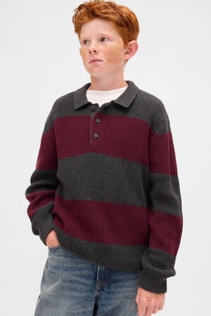 COTTON LS POLO SWEATER