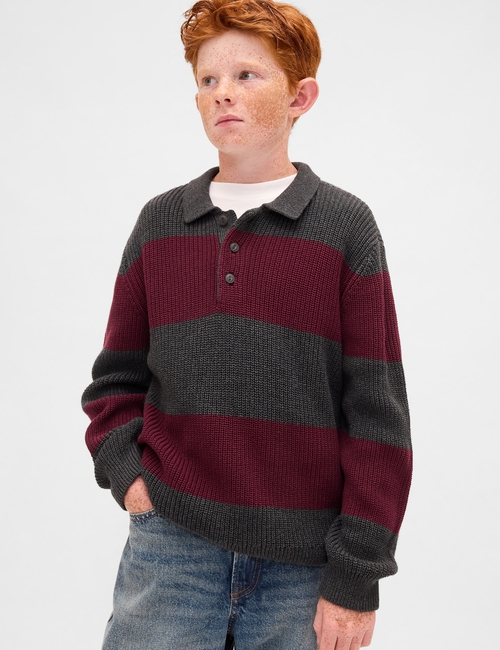 COTTON LS POLO SWEATER