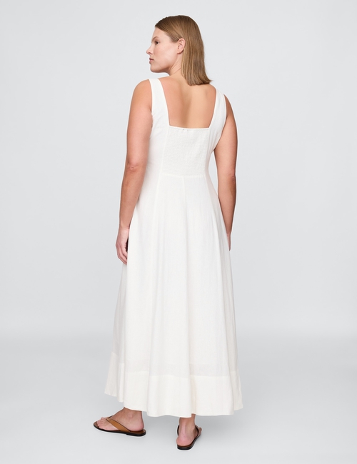 Linen-Blend Square-Neck Maxi Dress