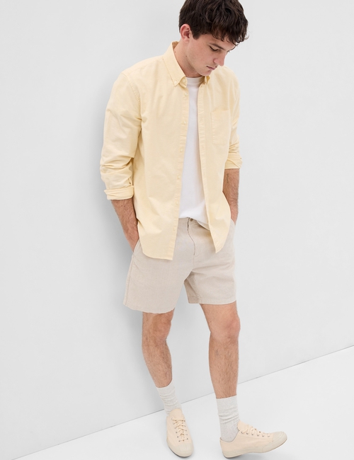 7" Linen-Cotton Shorts