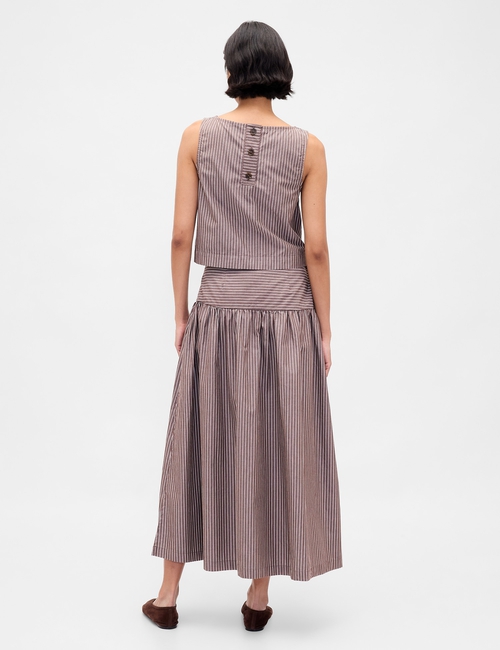 Poplin Drop-Waist Maxi Skirt