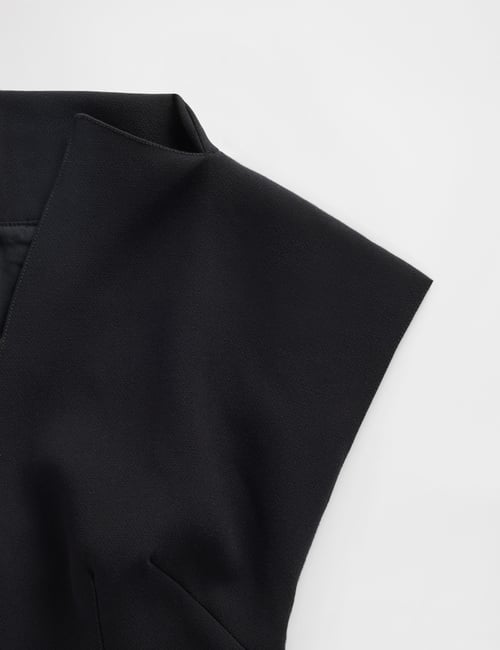 GAP STUDIO DBL WEAVE V NECK FITTED MIDI DRESS