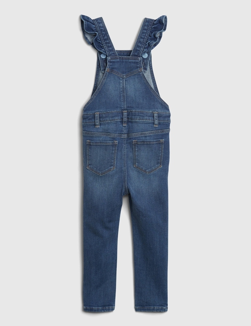 Toddler Denim Ruffle Skinny Overalls with Washwell™