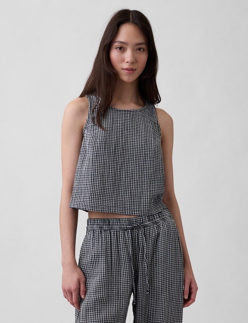 Cotton Gauze Racer Shell Tank Top