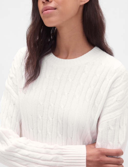 CashSoft Cable-Knit Mini Sweater Dress