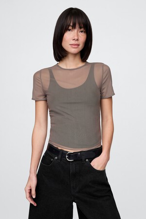 Mesh Cropped T-Shirt