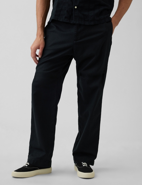 Linen-Cotton Relaxed Taper Pants