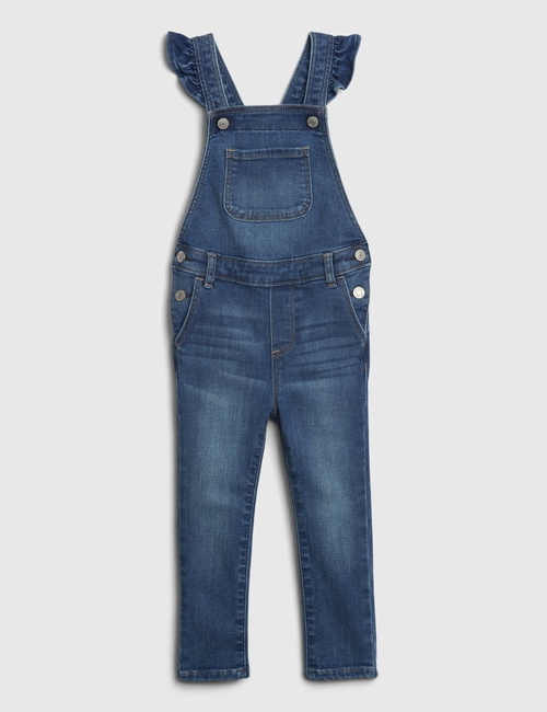 Toddler Denim Ruffle Skinny Overalls with Washwell™