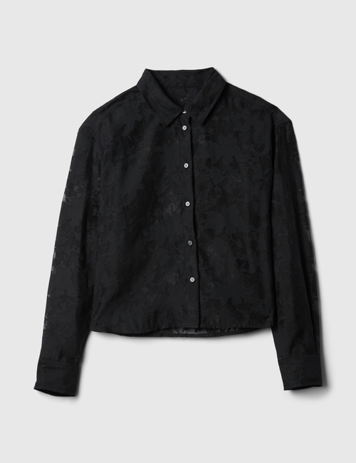 Oversized Cropped Floral Shirt