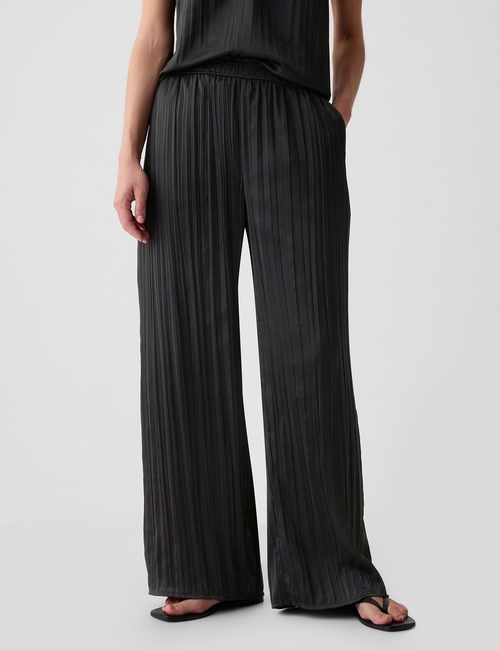 Crinkle Texture Satin Pants