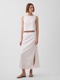 Linen-Blend Maxi Slip Skirt