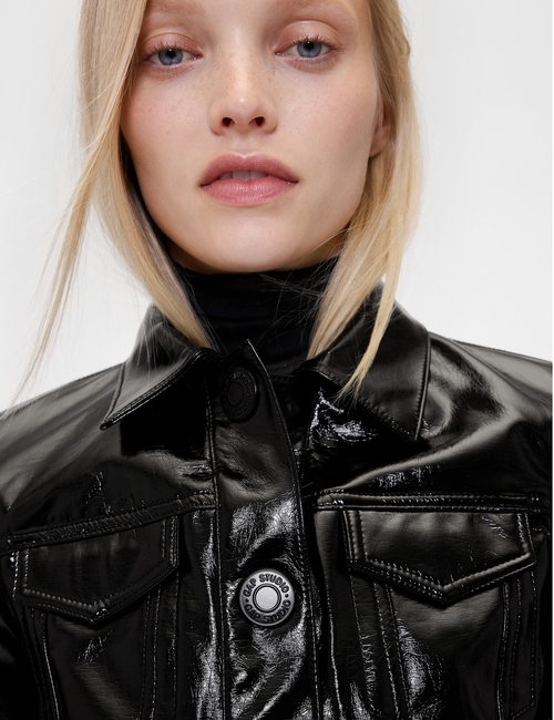 GAP STUDIO CROPPED PATENT MOTO JACKET