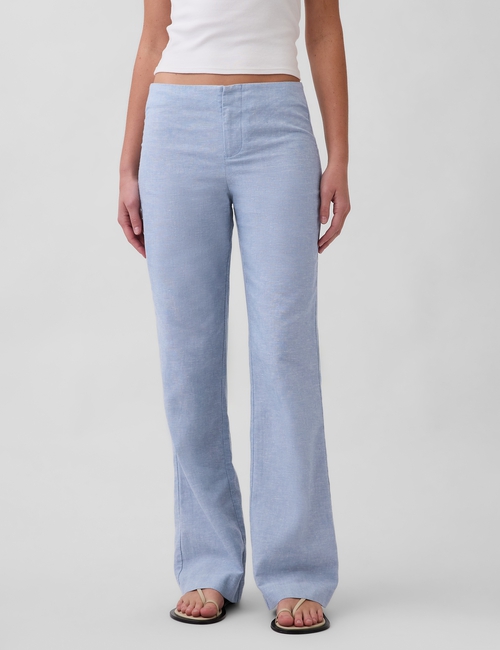 Low Rise Linen-Blend Flare Pants