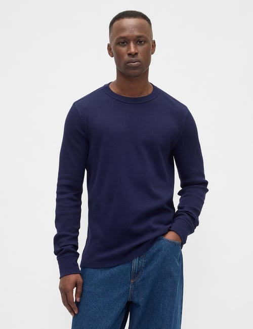 Waffle-Knit Crewneck T-Shirt