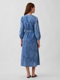Denim Pieced-Waist Midi Dress