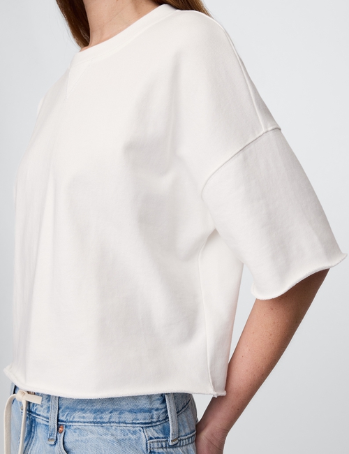 French Terry Cropped Rolled Hem Sweatshirt