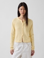 100% Cotton Pointelle Crop Cardigan