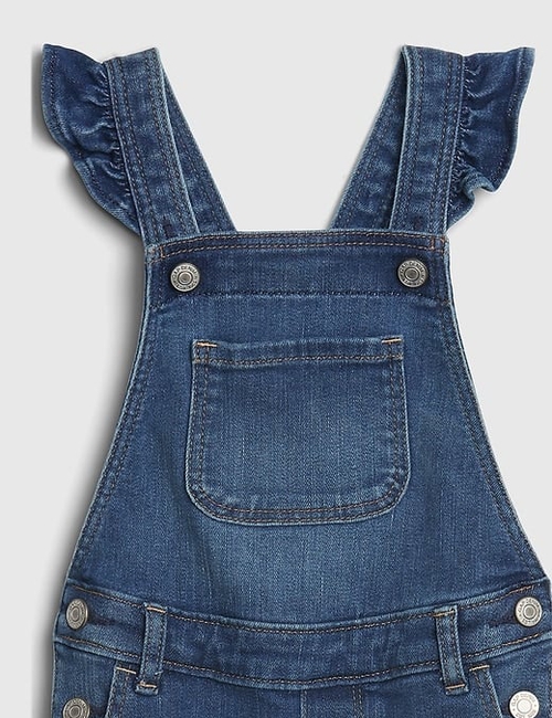Toddler Denim Ruffle Skinny Overalls with Washwell™