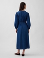 LS GATHERED MIDI DRESS - MED CHESTER