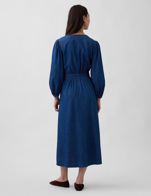 LS GATHERED MIDI DRESS - MED CHESTER