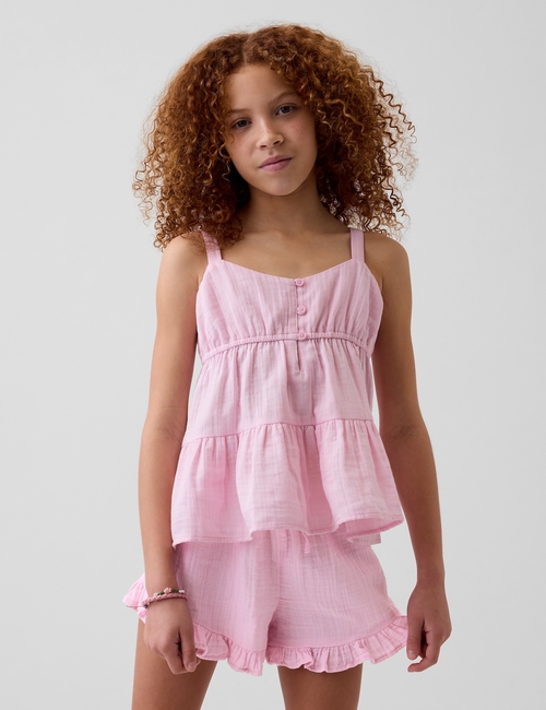 Kids Cotton Gauze Tiered Tank Top