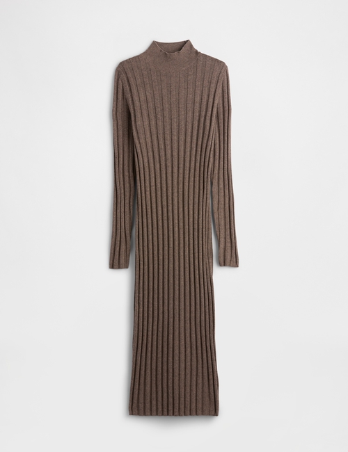 CashSoft Ribbed Mockneck Midi Dress